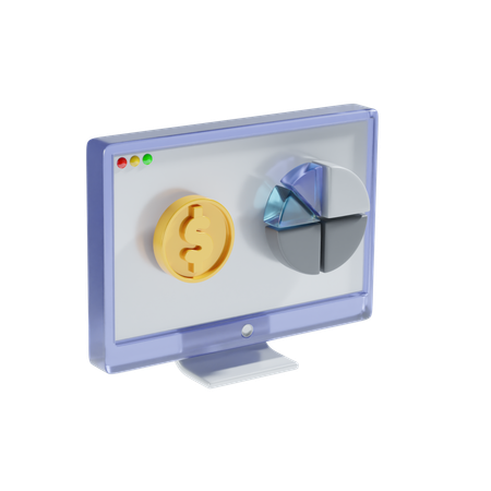 Online Financial Analysis  3D Icon