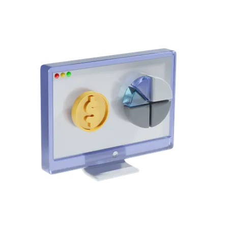 Online Financial Analysis  3D Icon