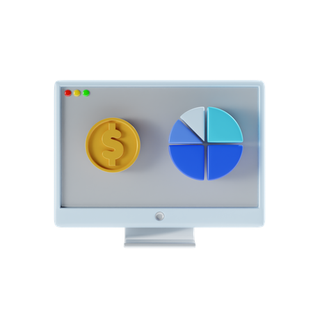 Online Financial Analysis  3D Icon