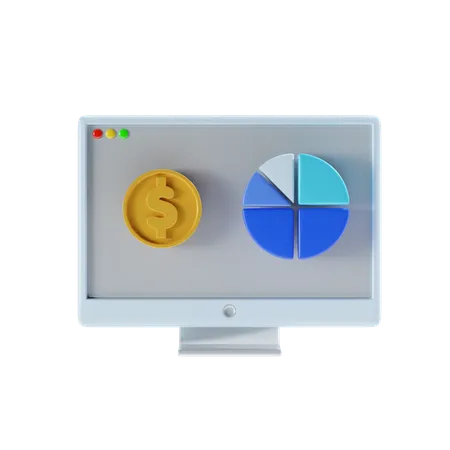 Online Financial Analysis  3D Icon