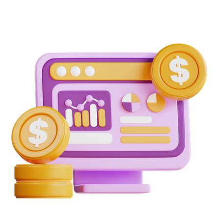 Online Financial Analysis  3D Icon