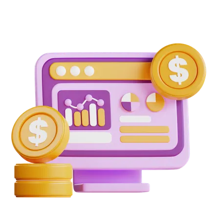 Online Financial Analysis  3D Icon