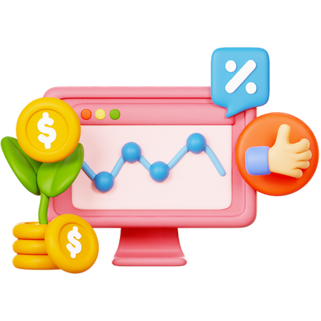 Online Financial Analysis  3D Icon