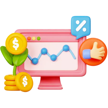 Online Financial Analysis  3D Icon