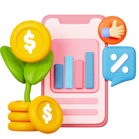 Online Financial Analysis  3D Icon