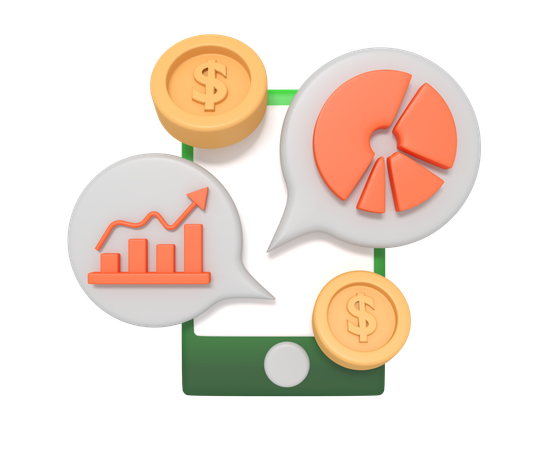 Online Financial Analysis  3D Icon