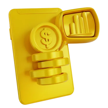 3 D Illustration Mobile Financial Analysis 3D Icon