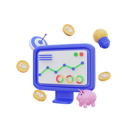 Online Financial Graph  3D Icon