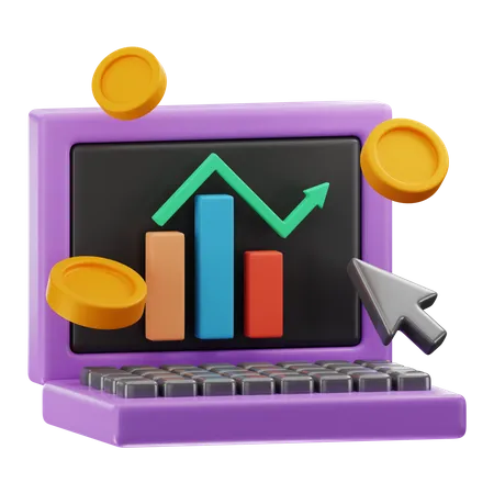 Online Financial Growth  3D Icon