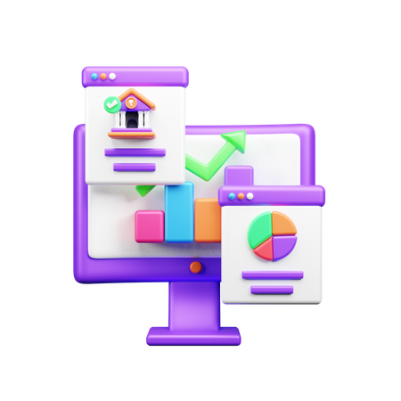 Online Financial Growth  3D Icon