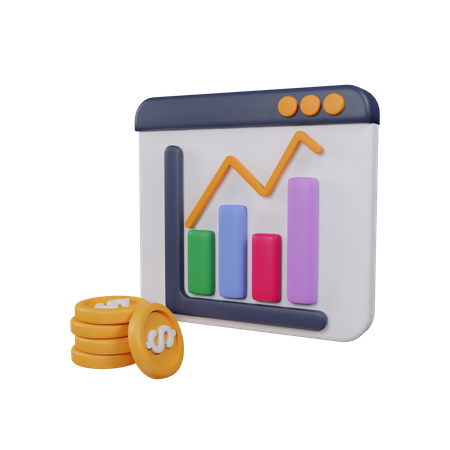 Online Financial Growth Chart  3D Icon