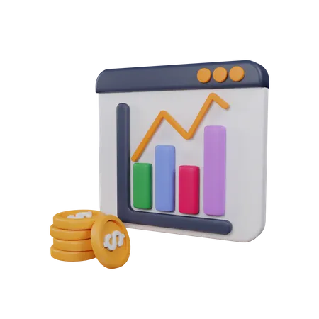 Online Financial Growth Chart  3D Icon