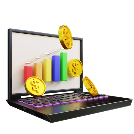 Online Financial Growth Chart  3D Icon