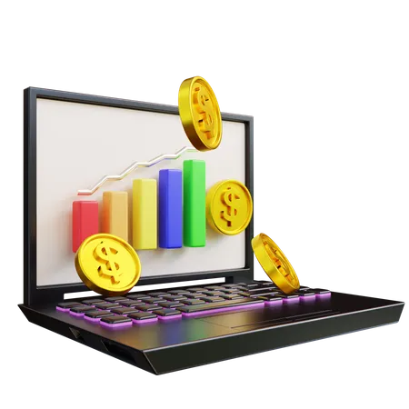 Online Financial Growth Chart  3D Icon