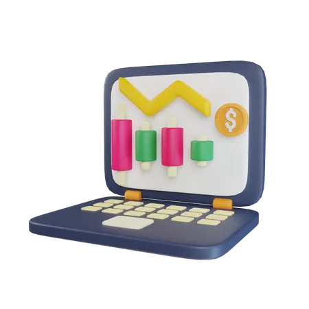 Online Financial Loss Chart  3D Icon