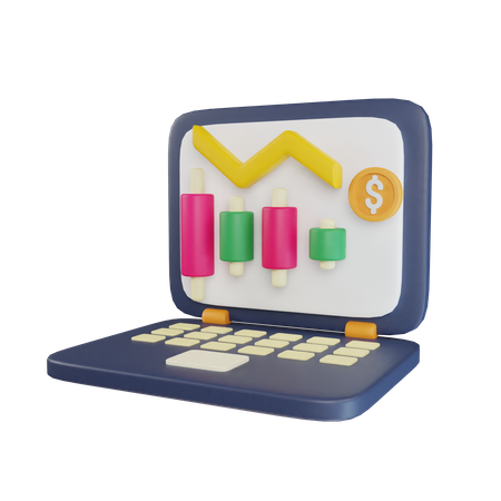 Online Financial Loss Chart  3D Icon