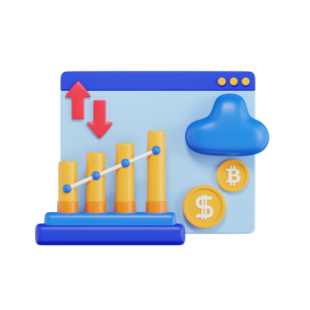 Online Financial Profit  3D Icon