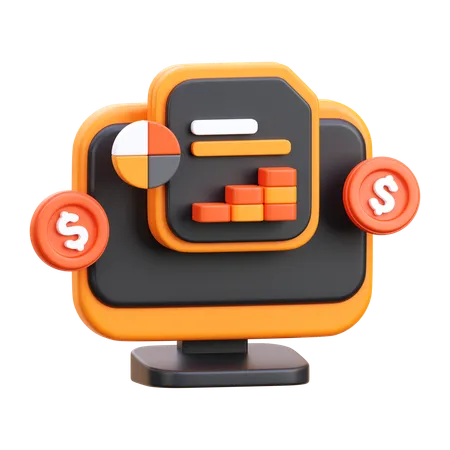 Online Financial Report  3D Icon