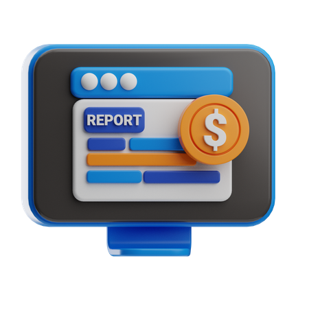 Online Financial Report  3D Icon