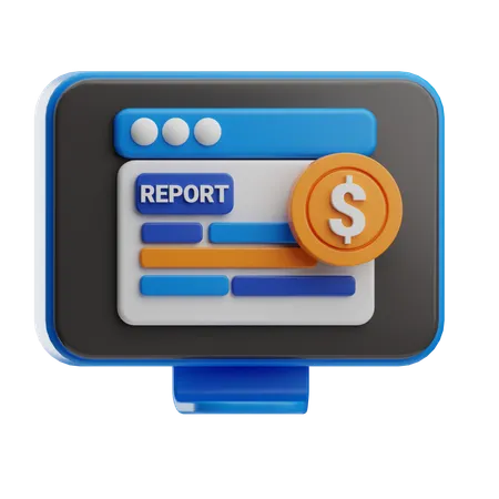 Online Financial Report  3D Icon