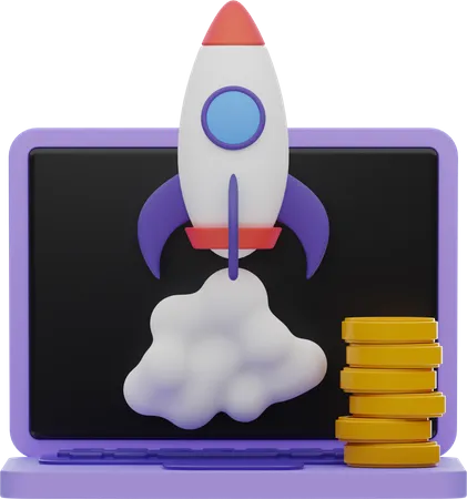 Online Financial Startup  3D Illustration