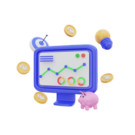 Online-Finanzdiagramm  3D Icon