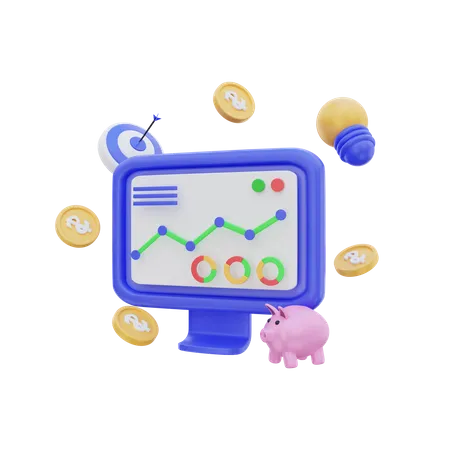 Online-Finanzdiagramm  3D Icon