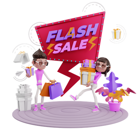 Online Flash Sale  3D Illustration