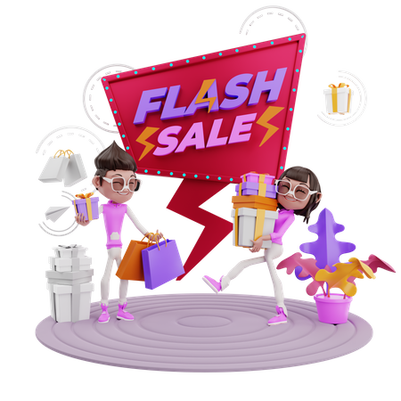 Online Flash Sale 3D Illustration