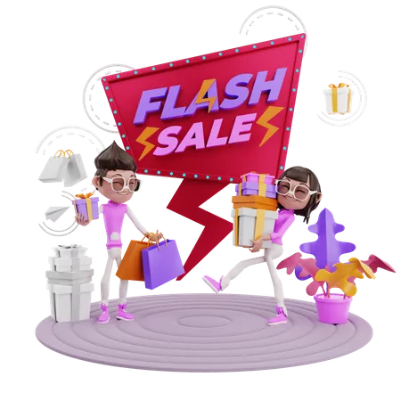 Online Flash Sale  3D Illustration