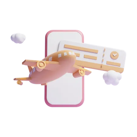 Online Flight Booking  3D Icon