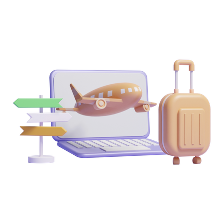 Online Flight Booking  3D Icon