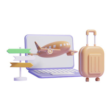 Online Flight Booking  3D Icon