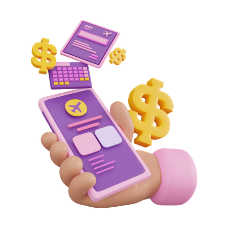 Online flight ticket booking  3D Icon