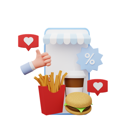 Online food application 3D Illustration