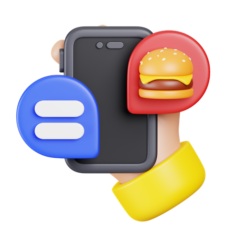 Online Food Chat  3D Icon