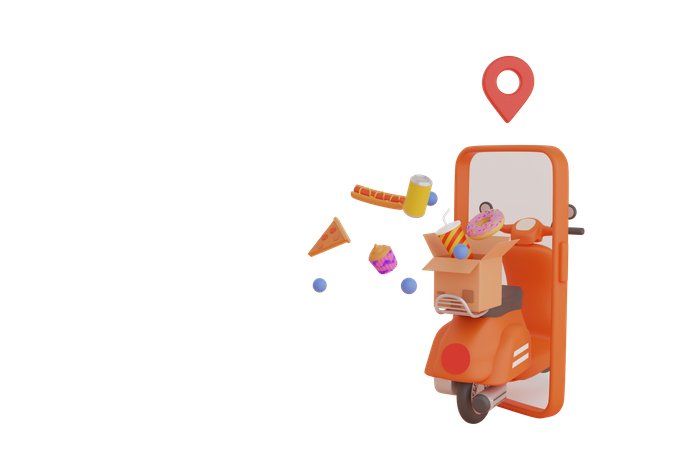 Online Food delivery location  3D Icon