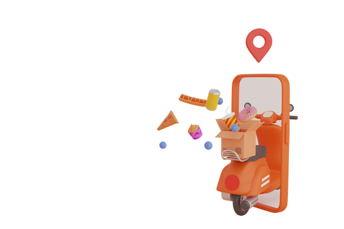 Online Food delivery location  3D Illustration