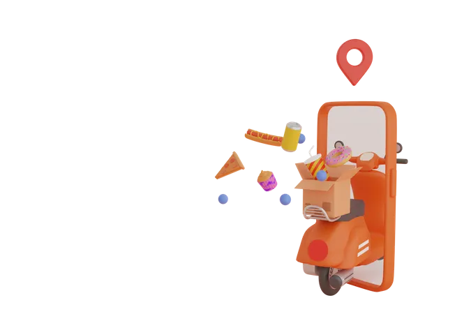 Online Food delivery location  3D Illustration