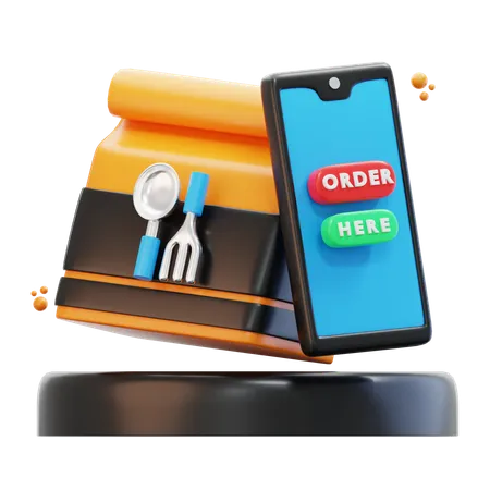 3 D Rendering Online Food Order Illustration 3D Icon