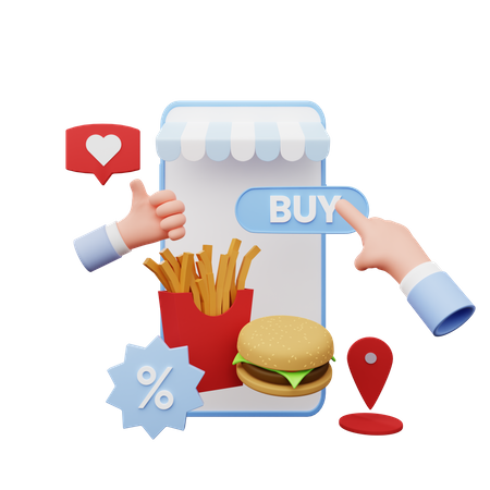 Online food order  3D Icon