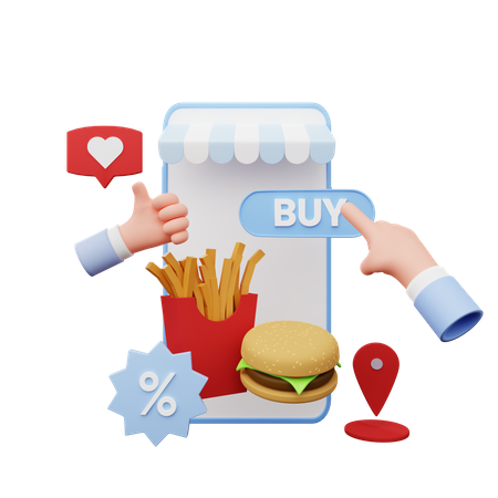 Online food order  3D Illustration