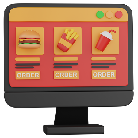オンラインでの食品注文  3D Icon