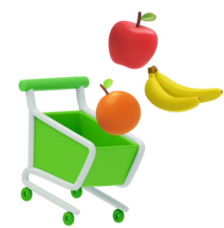 Online Fruits Shopping 3D Illustration
