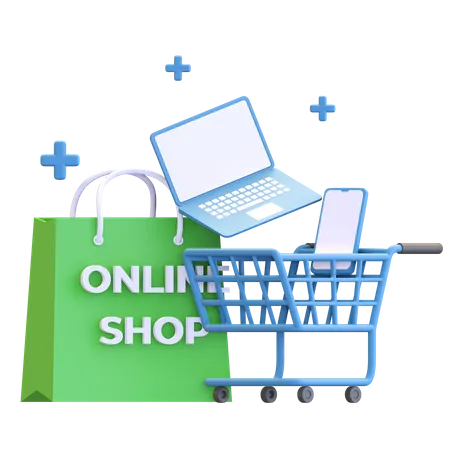 Online gadget shopping  3D Illustration