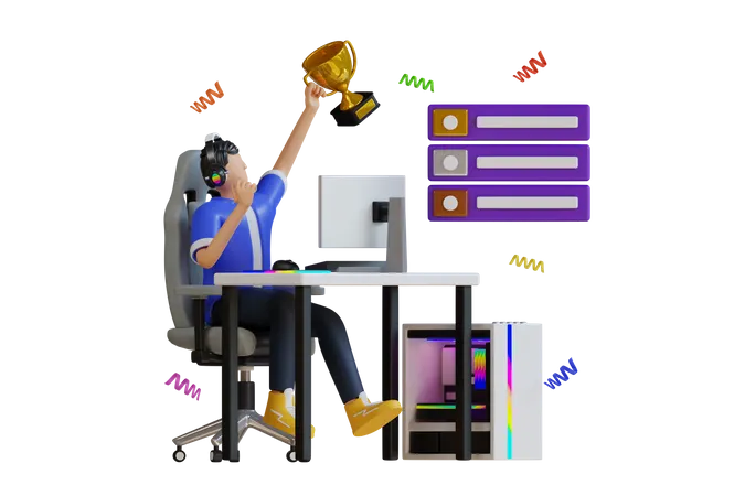 Online game streamer  3D Illustration