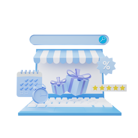 Online Gift Shopping 3D Illustration