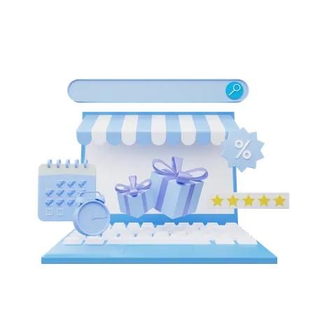 Online Gift Shopping  3D Illustration