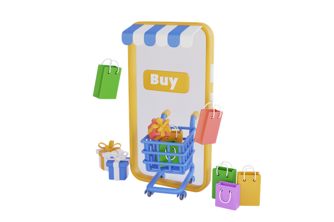 Online gift shopping application  3D Illustration