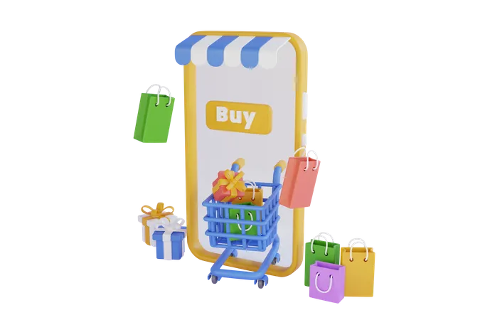 Online gift shopping application  3D Illustration